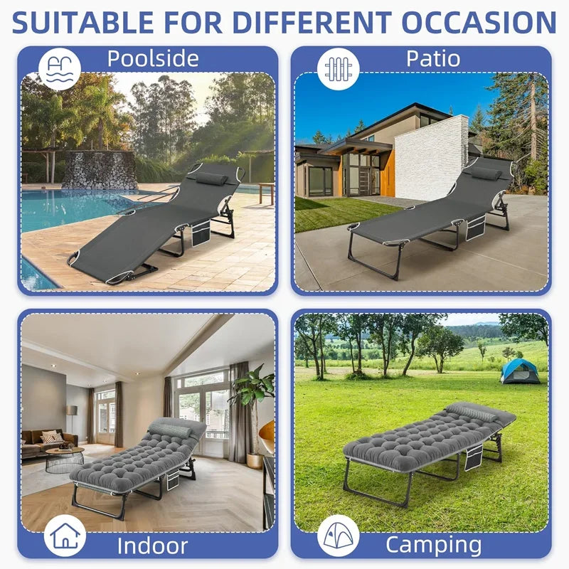 Snozeflex Camping Cot With Mattress 4 Position Folding Bed