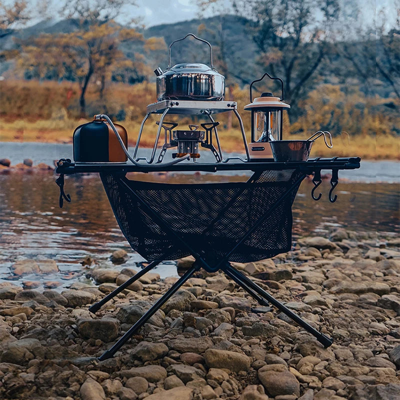 WEST TUNE Folding Aluminum Camping Table With Storage Mesh Bag
