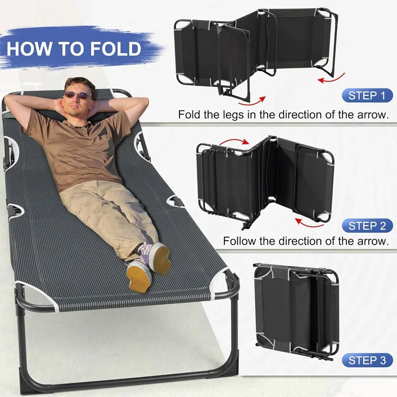 Snozeflex Camping Cot With Mattress 4 Position Folding Bed