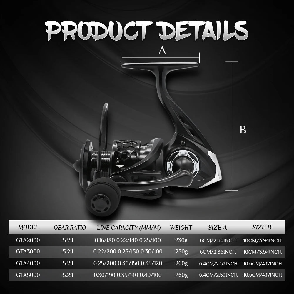 Rooblinos GTA2 Spinning Reel 5 Plus 1 Bearings Gear Ratio