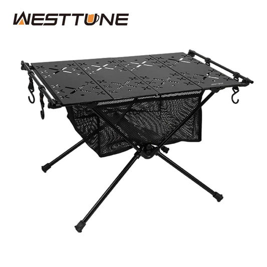 WEST TUNE Folding Aluminum Camping Table With Storage Mesh Bag