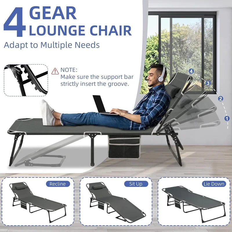 Snozeflex Camping Cot With Mattress Four Position Folding Bed Outdoor