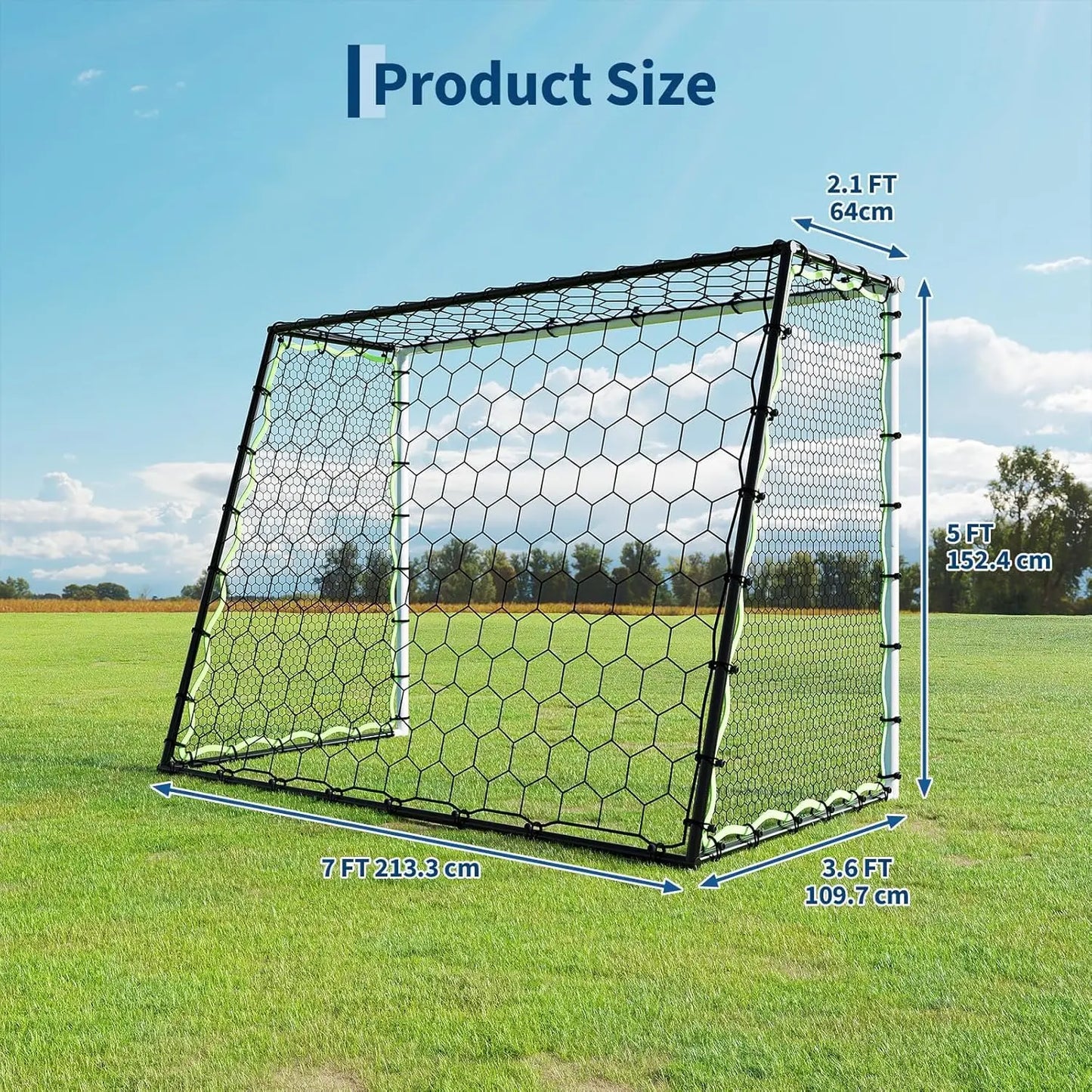 HiMISS 3-In-1 Soccer Goal Rebounder Training Net For Practice