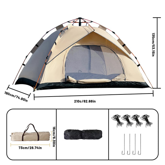 Pakicetus Windproof Camping Tent For 3 4 People Easy Setup