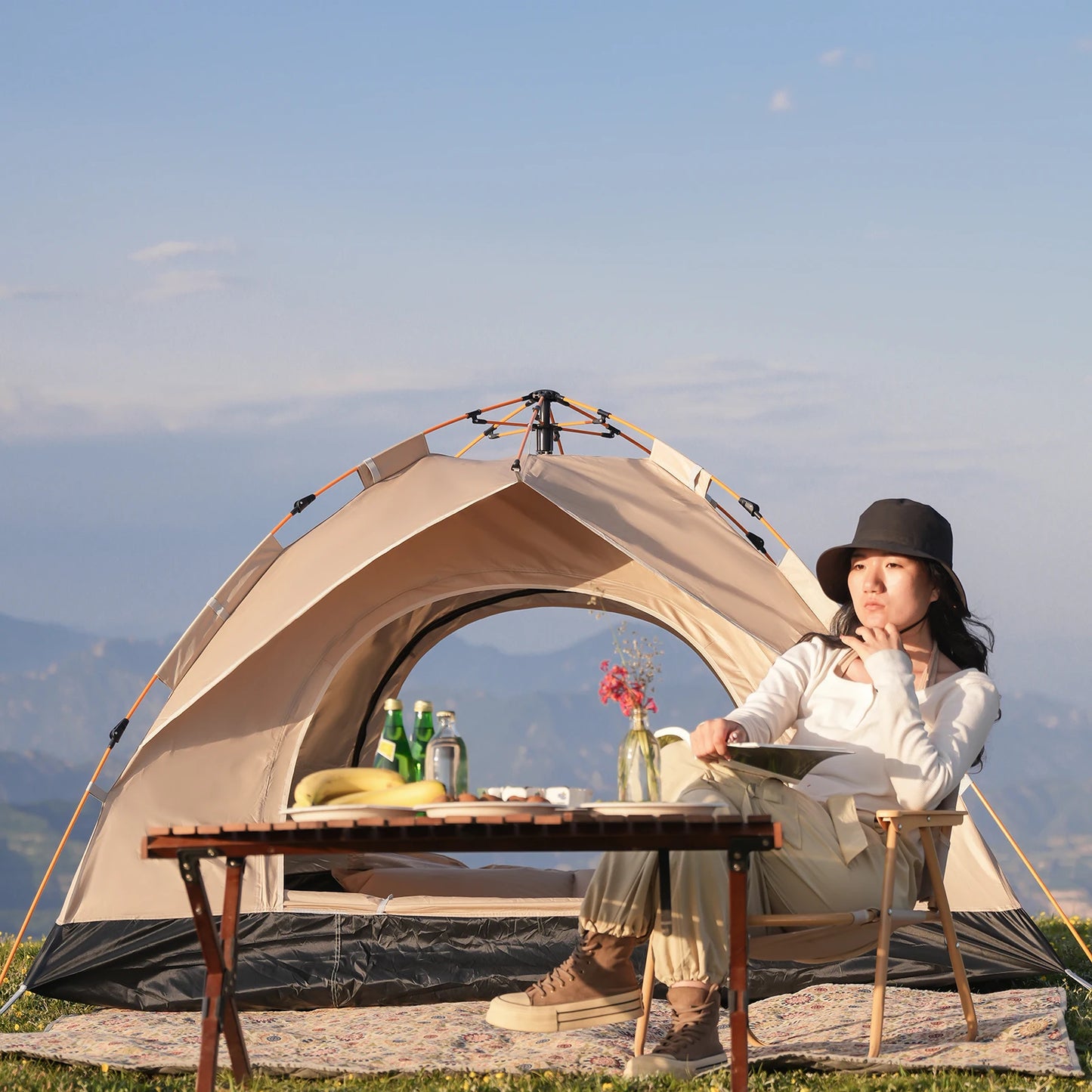 Pakicetus Windproof Camping Tent For 3 4 People Easy Setup