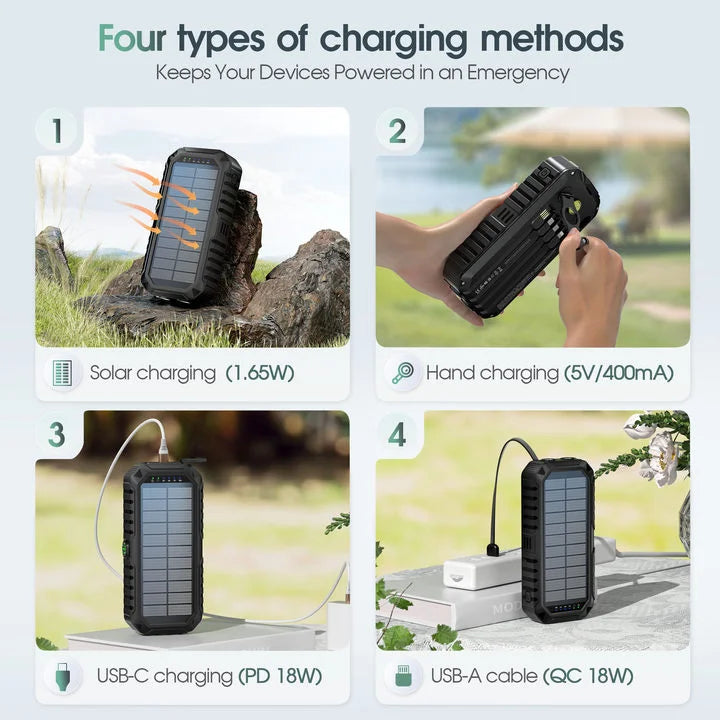 Solar Power Bank 40,000mAh With Hand Crank And Dual USB