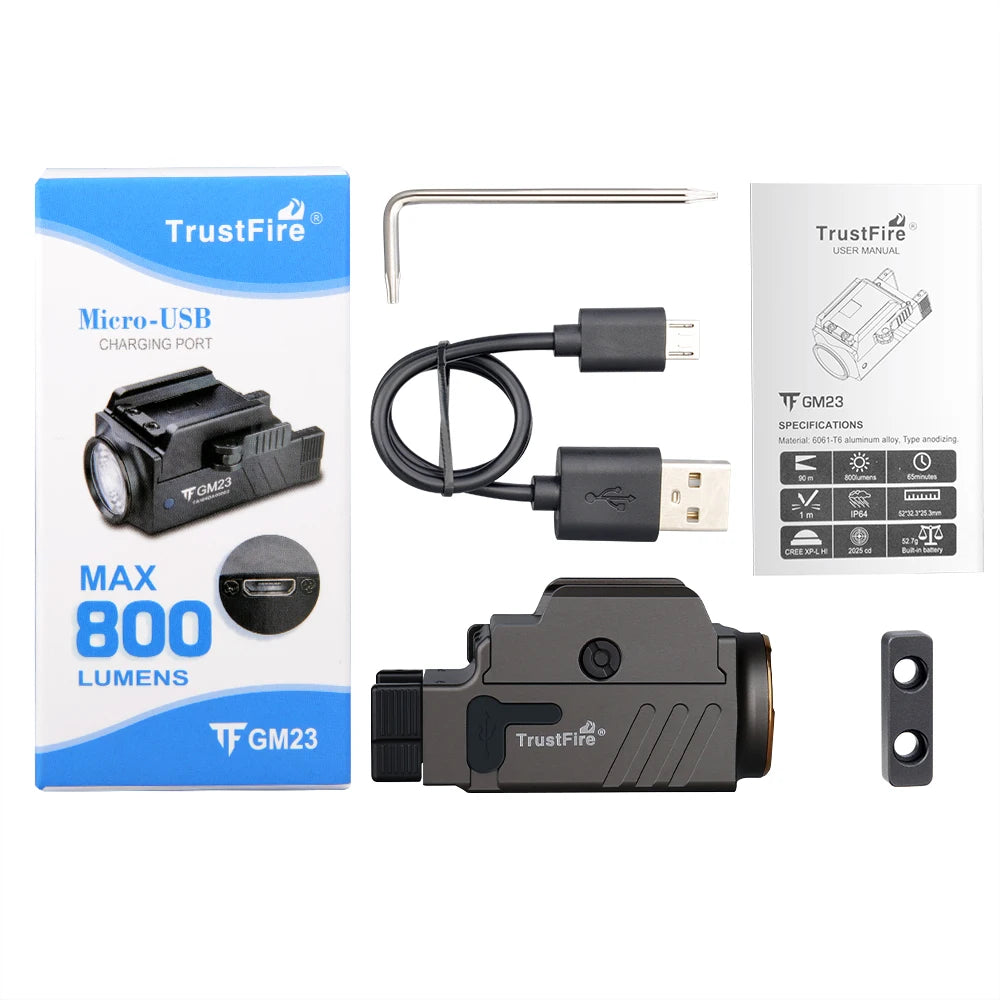 TrustFire GM23 Tactical Flashlight 800LM USB Rechargeable