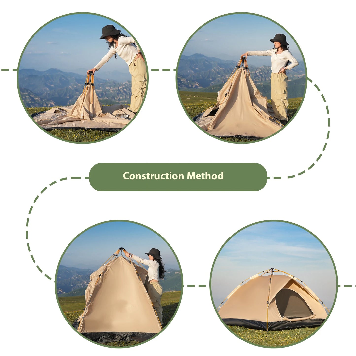 Pakicetus Windproof Camping Tent For 3 4 People Easy Setup