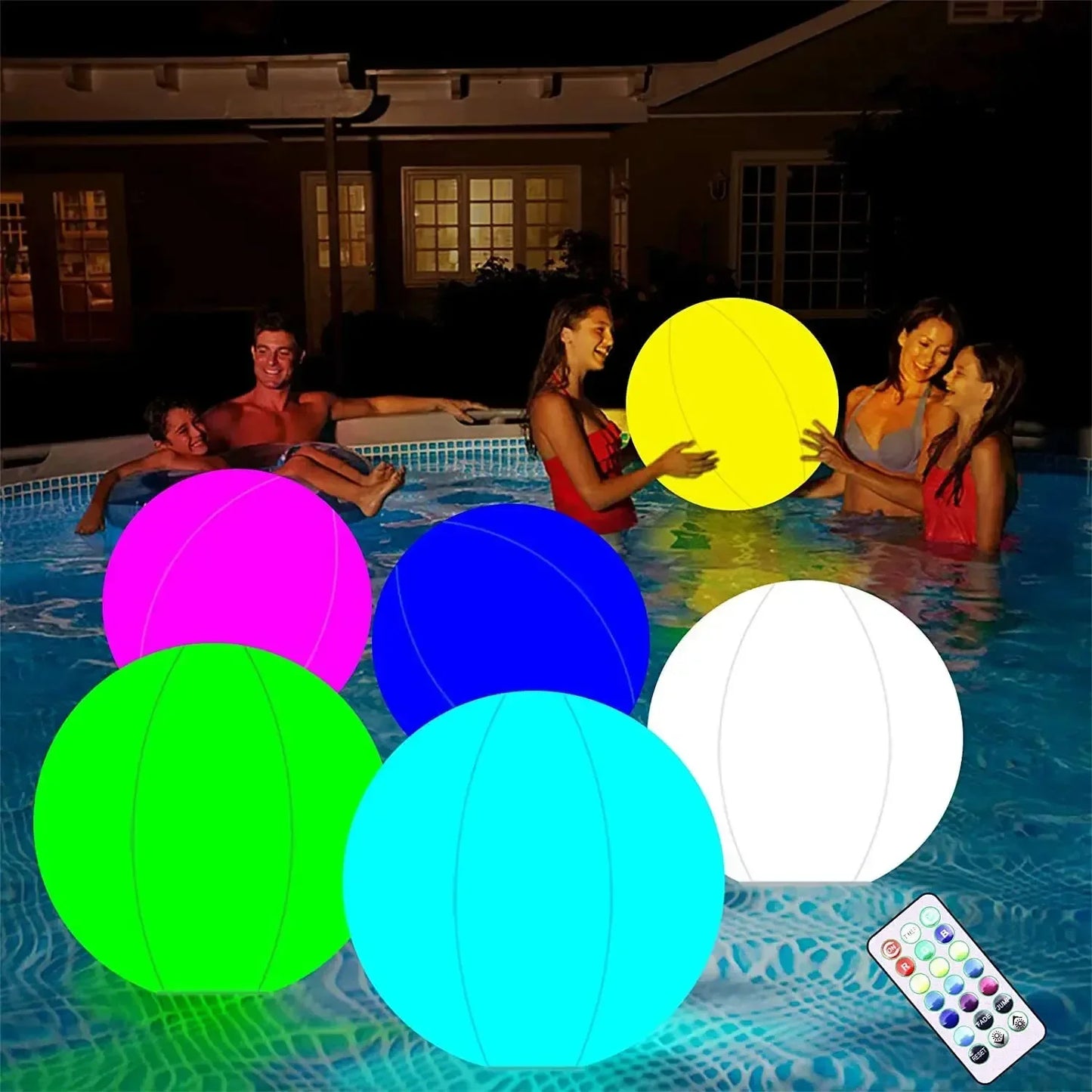 Shunmaii 16 LED Floating Pool Lights Inflatable Ball Light
