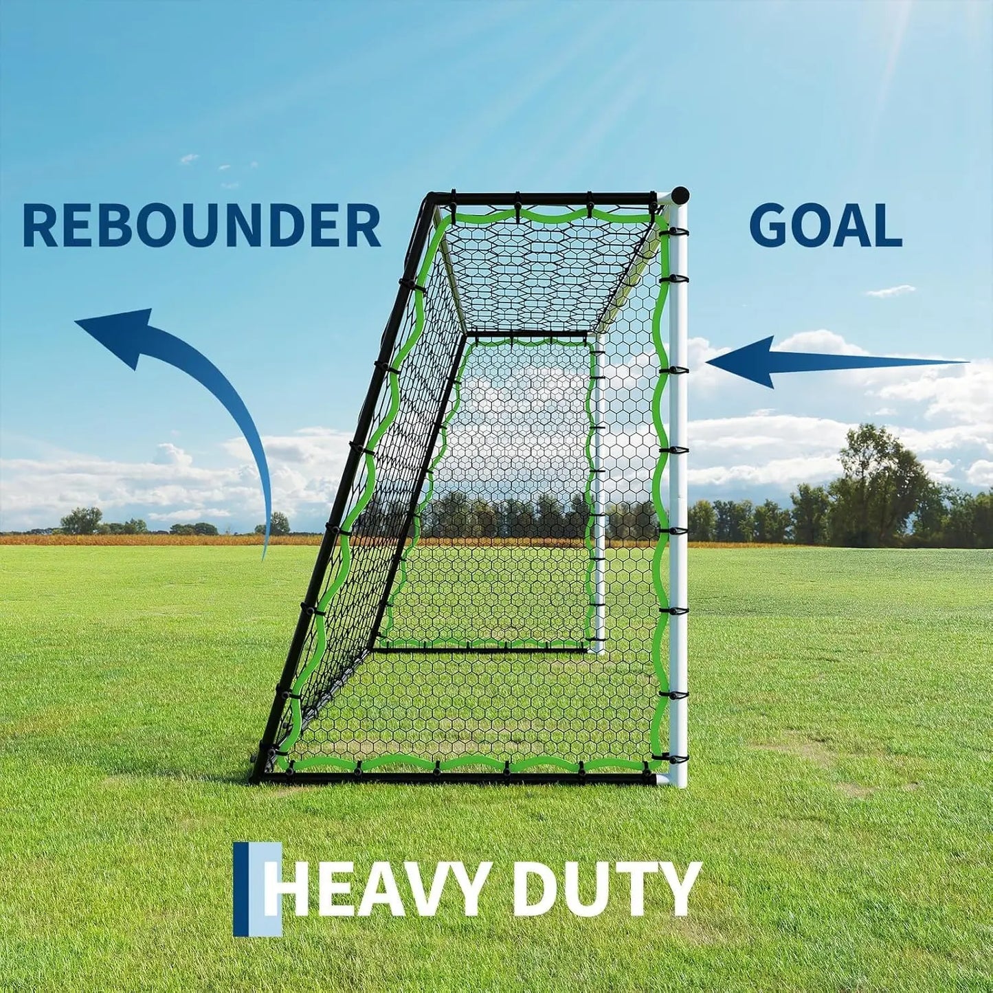 HiMISS 3-In-1 Soccer Goal Rebounder Training Net For Practice