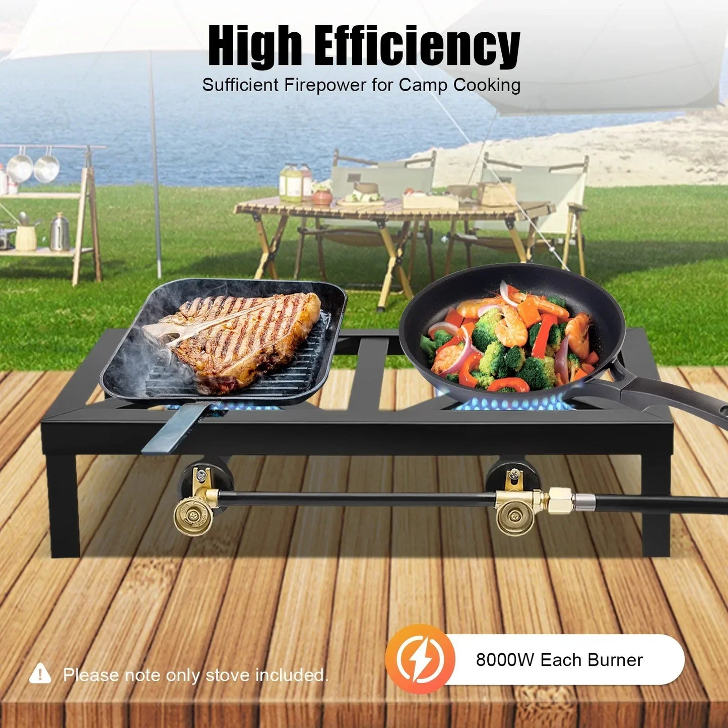 NONED Portable Double Burner Gas Stove For Camping And Outdoors