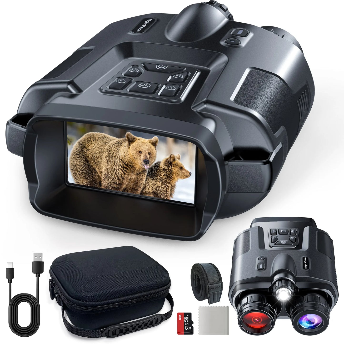 Letcmoi 4K Night Vision Binoculars With 8X Zoom IR Light