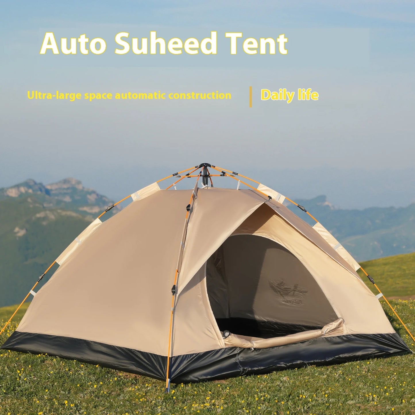 Pakicetus Windproof Camping Tent For 3 4 People Easy Setup