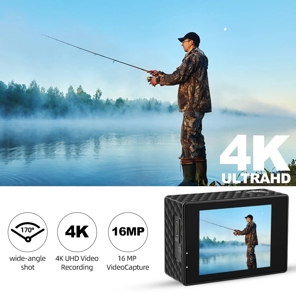 OURLIFE Action Camera Ultra HD 4K 30fps Sport Cam With WiFi