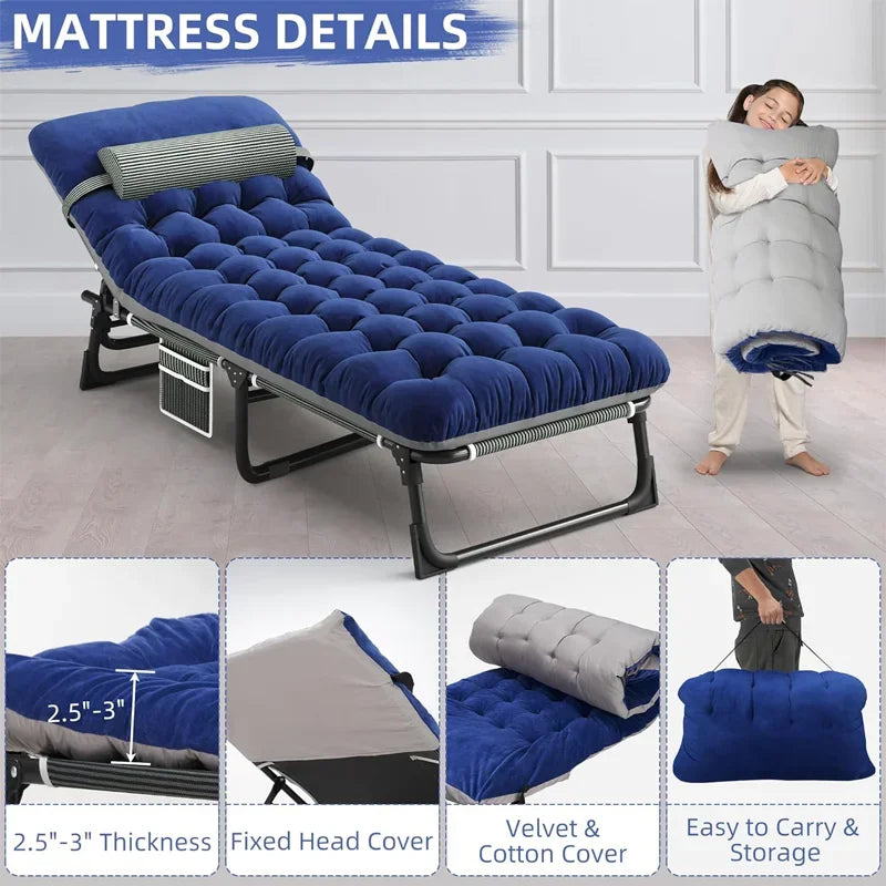 Snozeflex Camping Cot With Mattress Four Position Folding Bed Outdoor