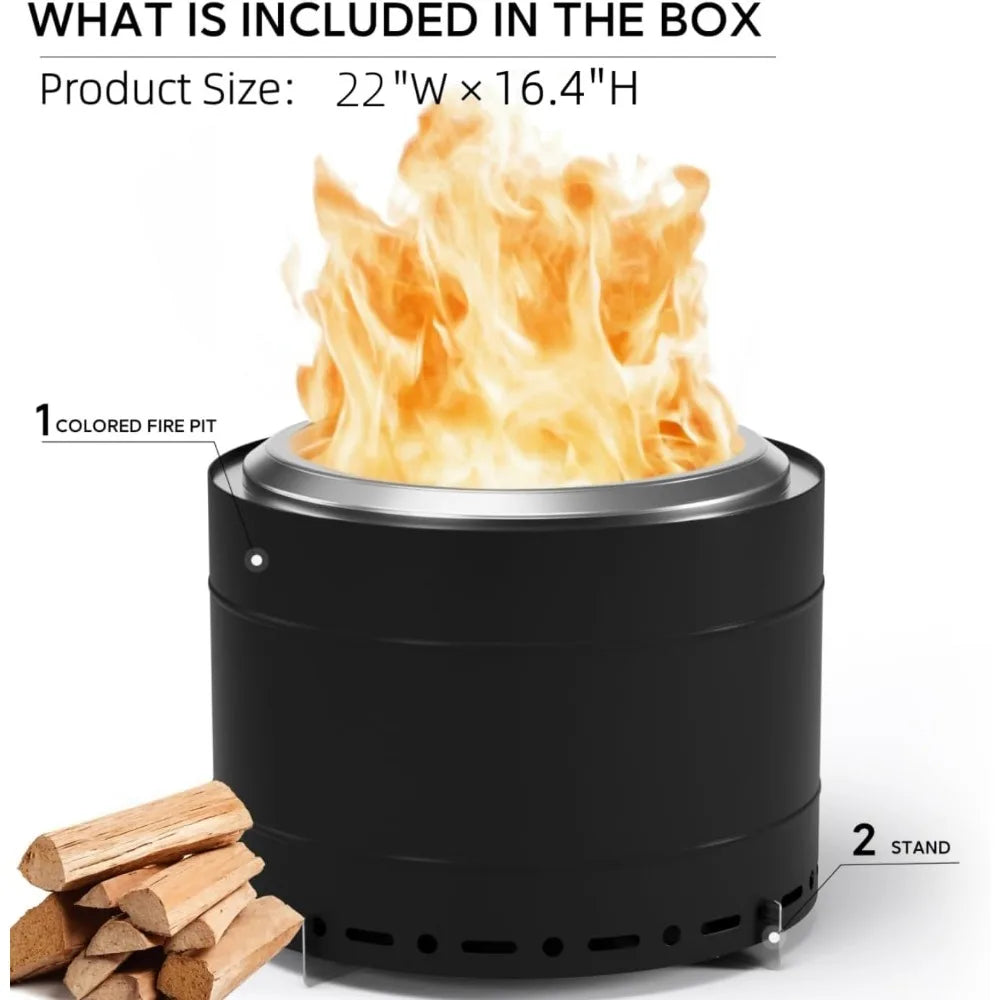 Panovue Smokeless Fire Pit With Carry Bag Stainless Steel