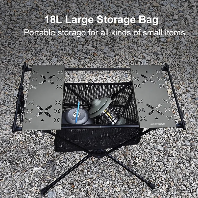 WEST TUNE Folding Aluminum Camping Table With Storage Mesh Bag