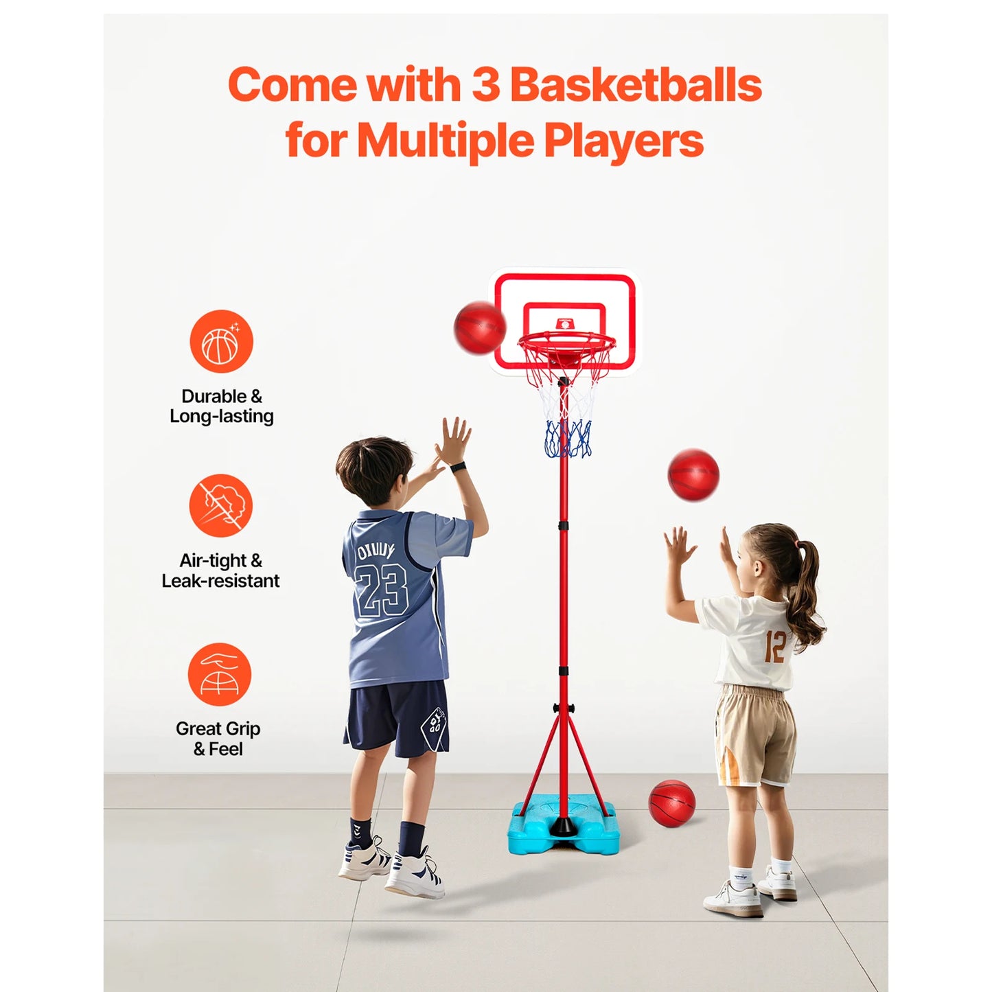 SucceBuy Toddler Adjustable Basketball Hoop For Kids Indoor