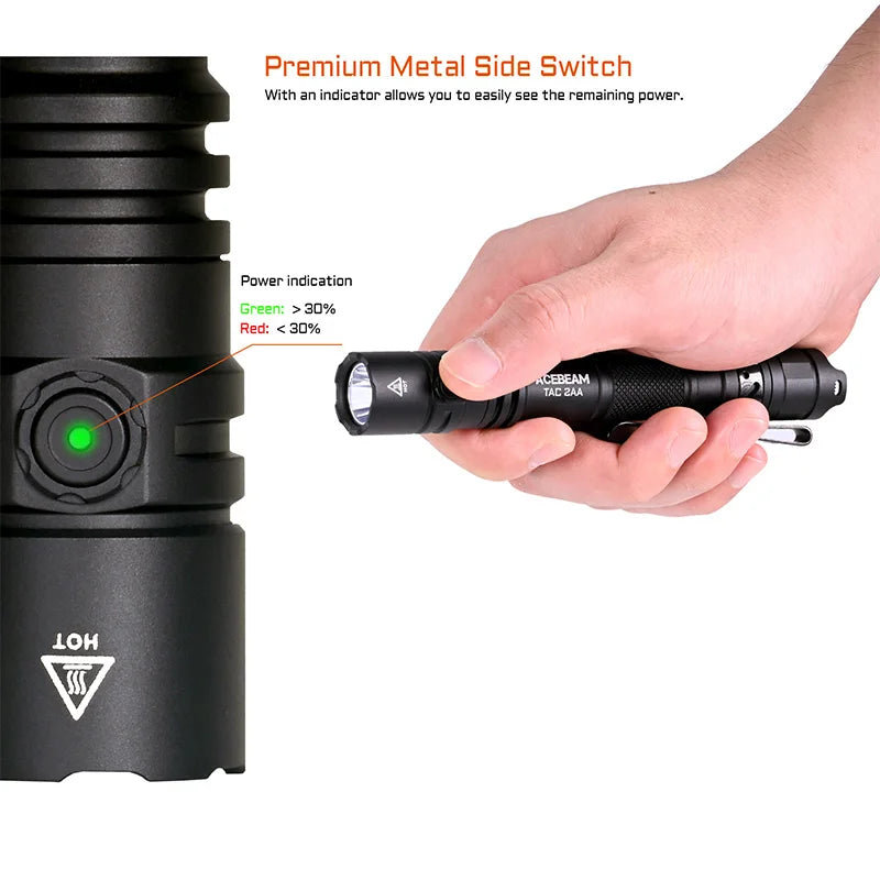 ACEBEAM TAC 2AA LED Flashlight USB C Rechargeable 1600 Lumen