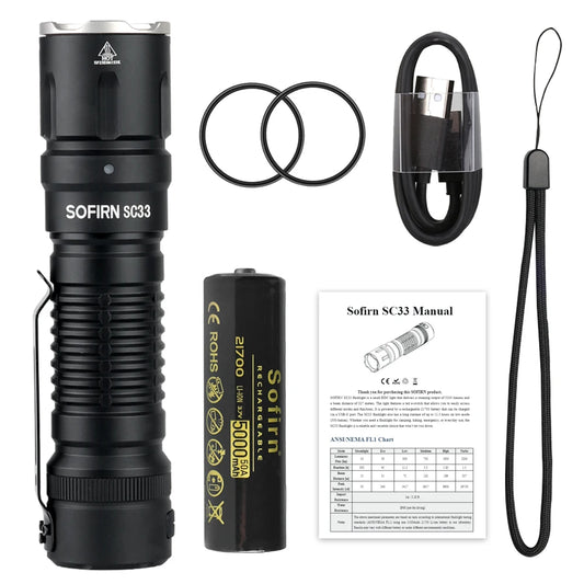 Sofirn SC33 XHP70.3 HI LED Flashlight 5200lm USB C Rechargeable