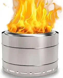 Panovue Smokeless Fire Pit With Carry Bag Stainless Steel