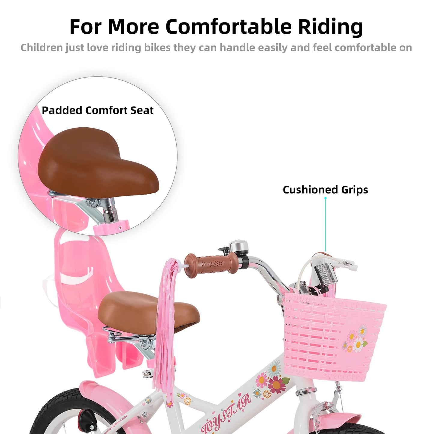 JOYSTAR Kids Bike For Ages 2-7 With Doll Seat Streamers