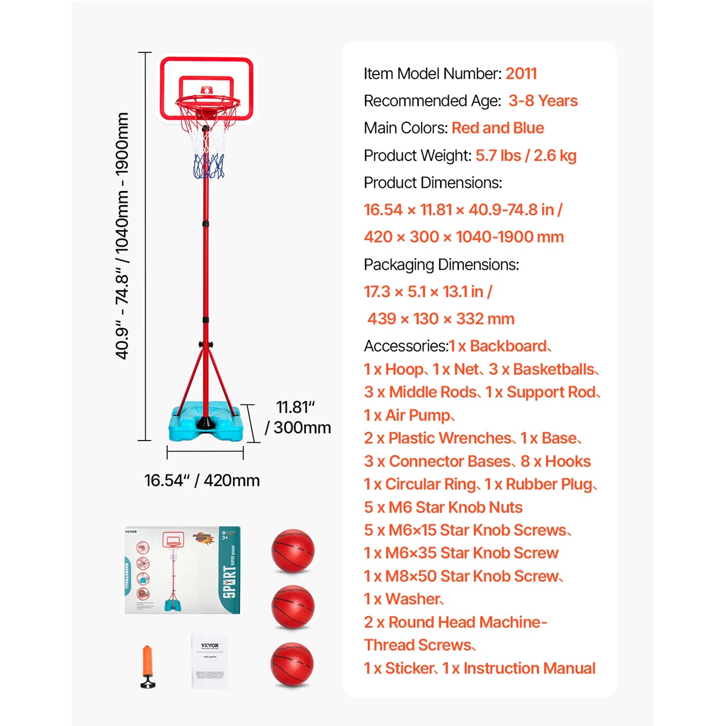 SucceBuy Toddler Adjustable Basketball Hoop For Kids Indoor