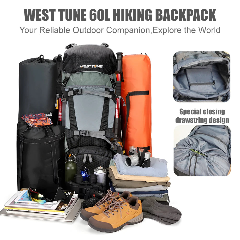 West Tune Explorer Internal Frame Backpack For Hiking And Travel
