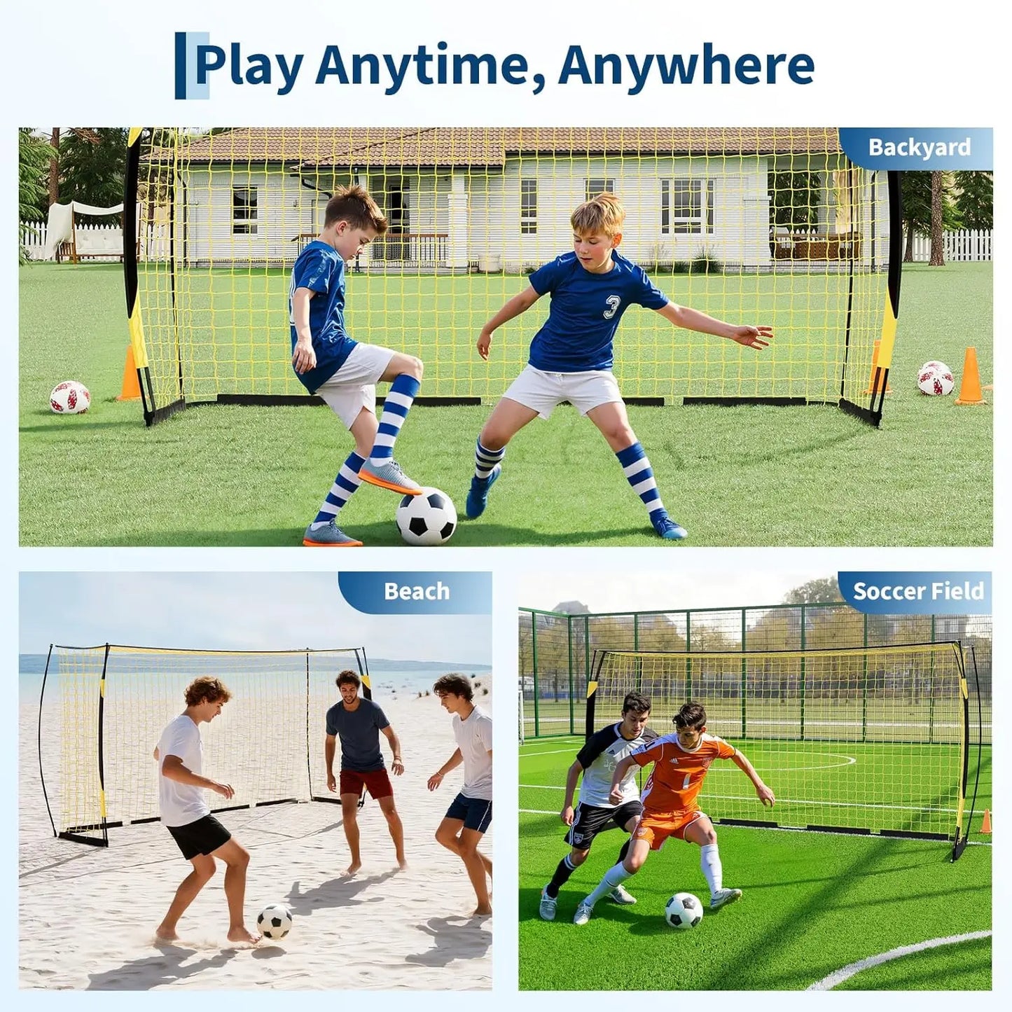 HiMISS Soccer Goal for Backyard Portable with Sturdy Metal Frame