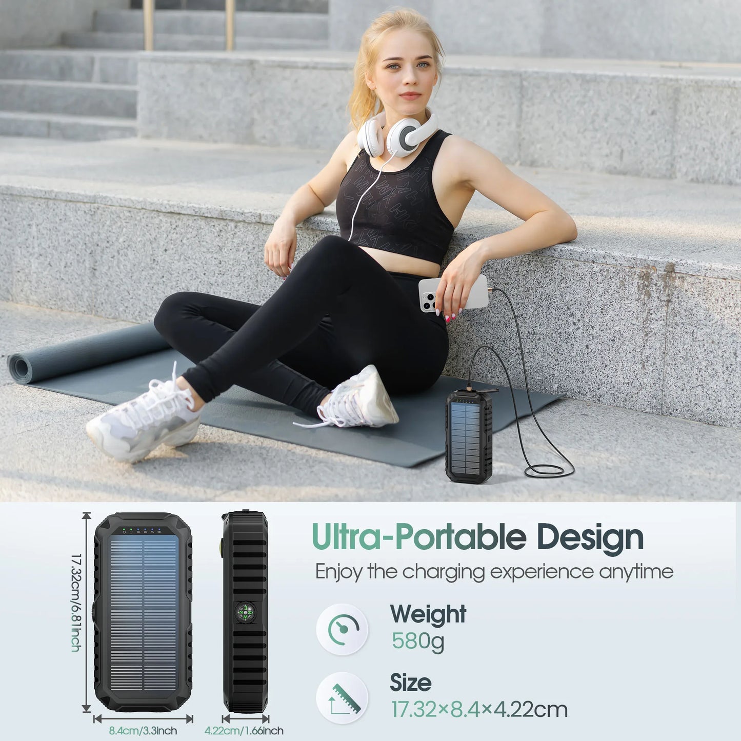 Solar Power Bank 40,000mAh With Hand Crank And Dual USB