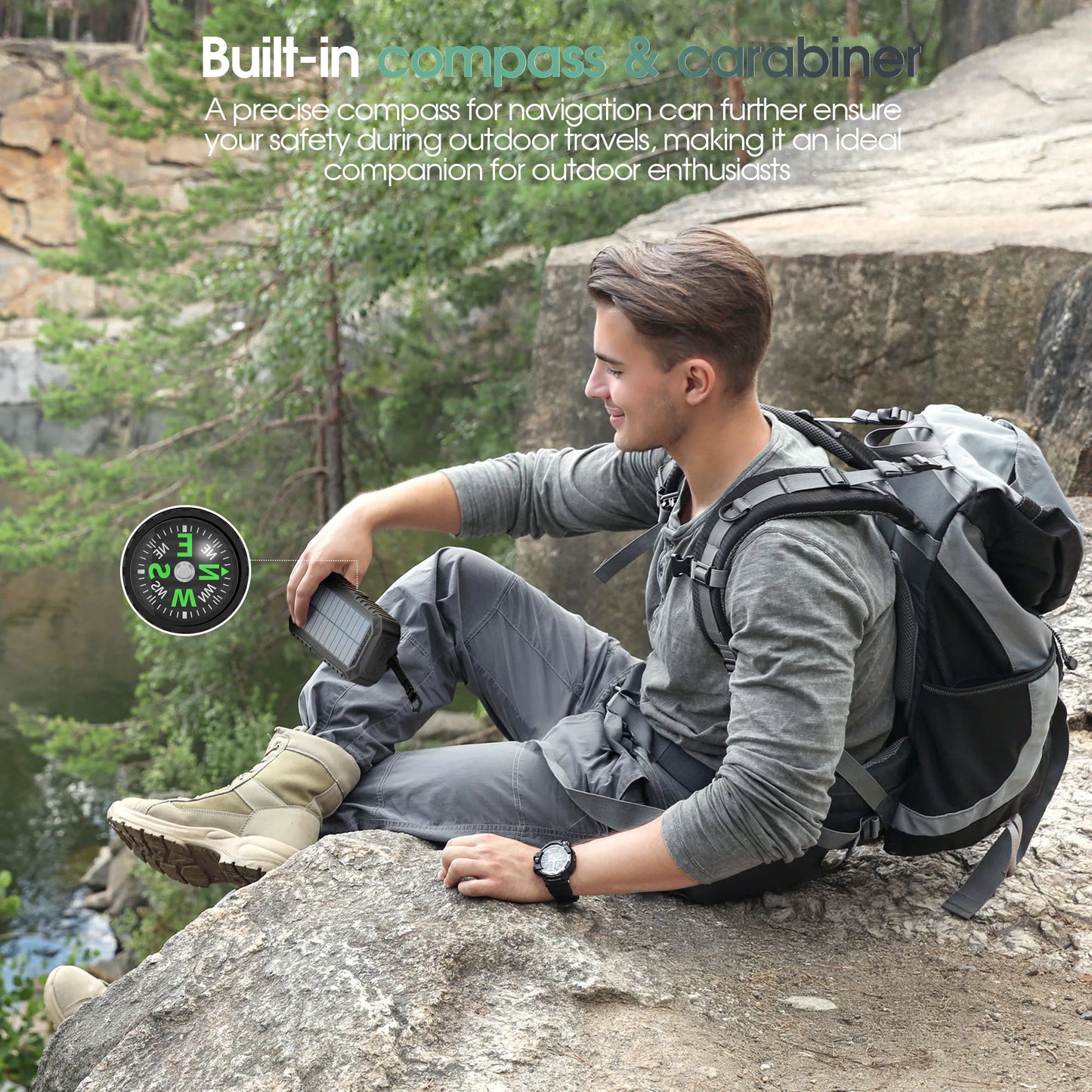 Solar Power Bank 40,000mAh With Hand Crank And Dual USB
