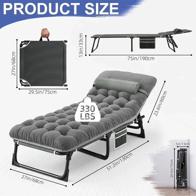 Snozeflex Camping Cot With Mattress 4 Position Folding Bed