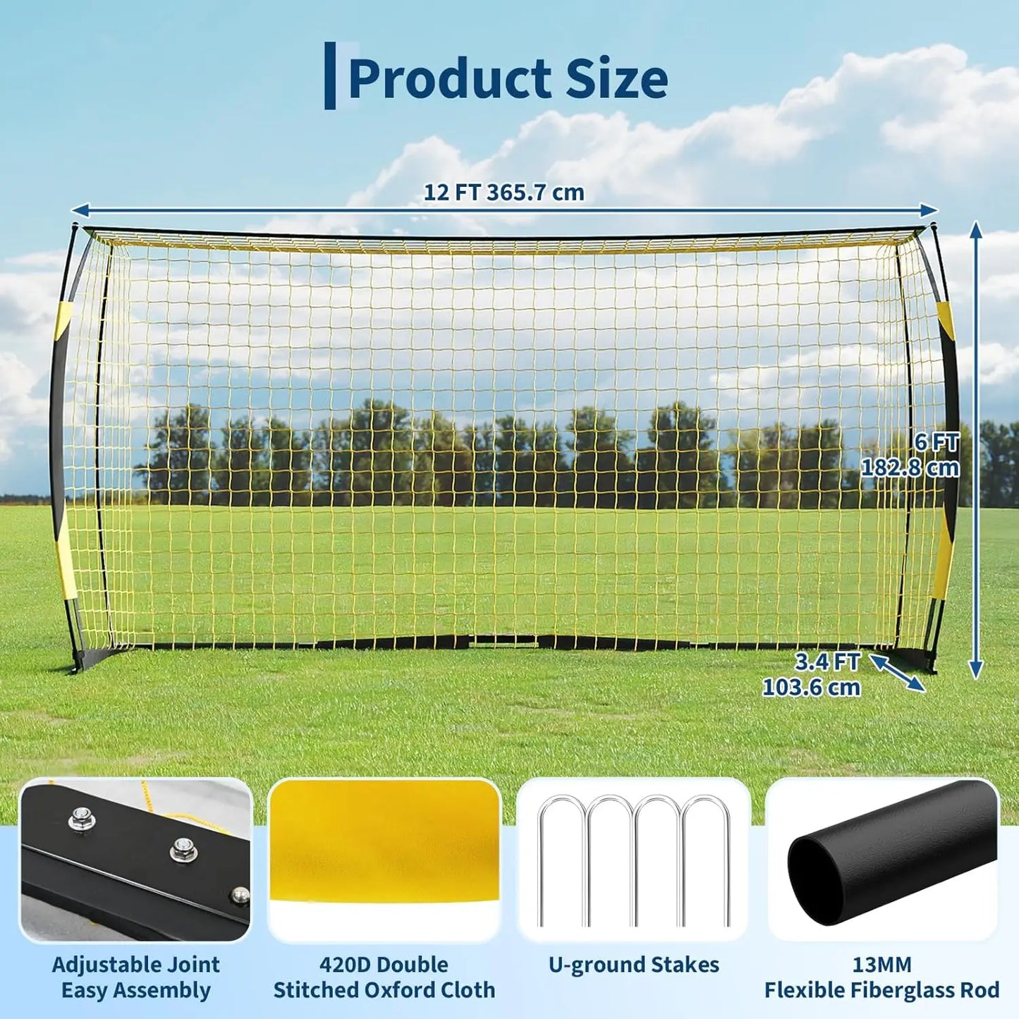 HiMISS Soccer Goal for Backyard Portable with Sturdy Metal Frame