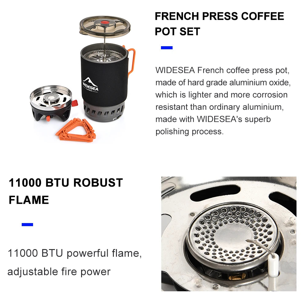 Widesea Camping Gas Stove With Heat Exchanger Cookware Set