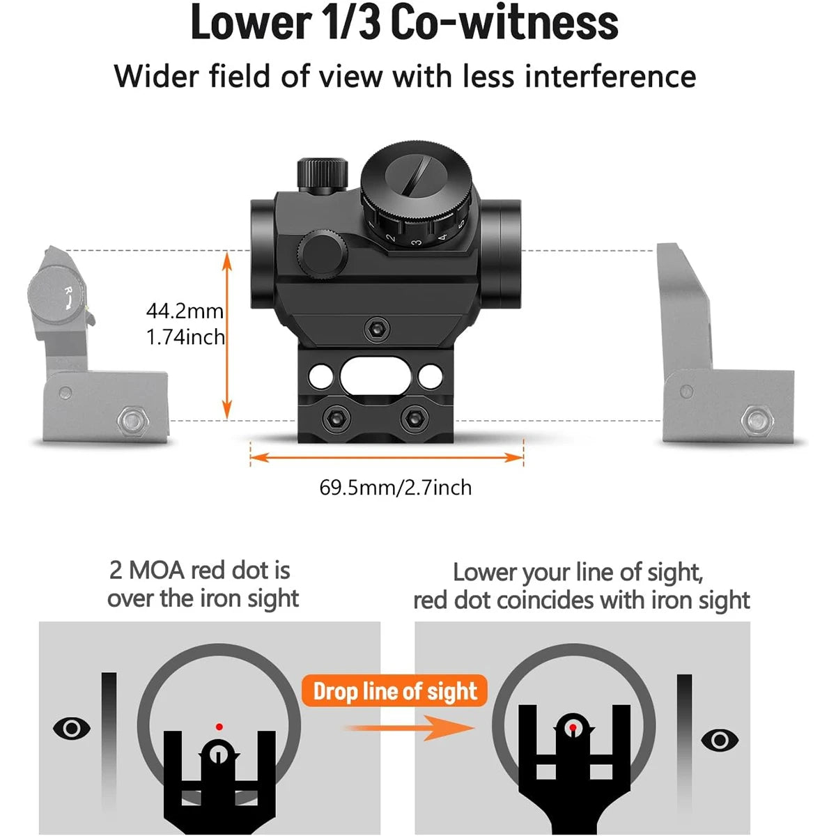 Nabila 2MOA Red Dot Sight 1x25mm Reflex Rifle Scope